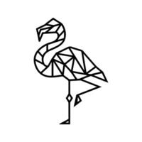 Geometric Flamingo logo or modern line icon. line art and icon design with bold outline. Black and white Pixel Perfect minimalistic symbol isolate white background. Creative logotype vector