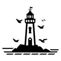 Eagle Lighthouse logo or modern line icon. line art and icon design with bold outline. Black and white Pixel Perfect minimalistic symbol isolate white background. Creative logotype vector