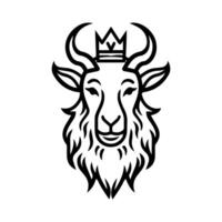 Goat King logo or modern line icon. line art and icon design with bold outline. Black and white Pixel Perfect minimalistic symbol isolate white background. Creative logotype vector