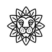 Lion Flower logo or modern line icon. line art and icon design with bold outline. Black and white Pixel Perfect minimalistic symbol isolate white background. Creative logotype vector