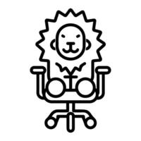 Lion on chair logo or modern line icon. line art and icon design with bold outline. Black and white Pixel Perfect minimalistic symbol isolate white background. Creative logotype vector