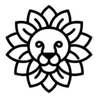 Lion Flower logo or modern line icon. line art and icon design with bold outline. Black and white Pixel Perfect minimalistic symbol isolate white background. Creative logotype vector