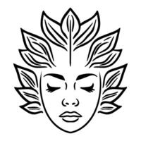 Mother Nature Face logo or modern line icon. line art and icon design with bold outline. Black and white Pixel Perfect minimalistic symbol isolate white background. Creative logotype vector
