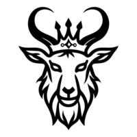 Goat King logo or modern line icon. line art and icon design with bold outline. Black and white Pixel Perfect minimalistic symbol isolate white background. Creative logotype vector