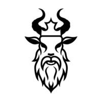 Goat King logo or modern line icon. line art and icon design with bold outline. Black and white Pixel Perfect minimalistic symbol isolate white background. Creative logotype vector