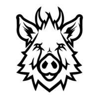 Boar logo or modern line icon. line art and icon design with bold outline. Black and white Pixel Perfect minimalistic symbol isolate white background. Creative logotype vector