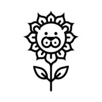 Lion Flower logo or modern line icon. line art and icon design with bold outline. Black and white Pixel Perfect minimalistic symbol isolate white background. Creative logotype vector