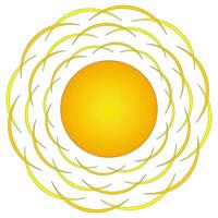 A vibrant illustration of a summer sun with golden rays in the shape of arcs, perfect for seasonal designs and summer themes. vector