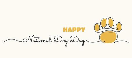 National Dog Day banner ector background template with single line paw print drawing vector