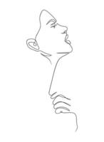 A single continuous line forms a serene profile of beautiful woman vector