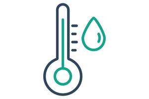 Hot water icon. temperature with water drop. icon related to Heating. line icon style. water elements illustration vector