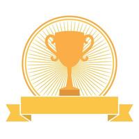 Winner cup with banner and rays vector