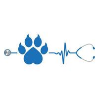 Stethoscope with a pulse and a dog's paw vector