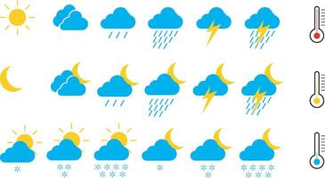 a set of weather climate vectors in the world