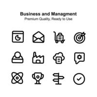 Get your hands on this creatively crafted business and management icons vector