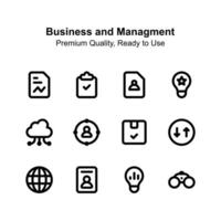 Visually perfect business and management icons set up for premium use vector