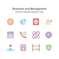 Get this creative icons set of business and management up for premium use vector