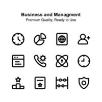 Get this creative icons set of business and management up for premium use vector
