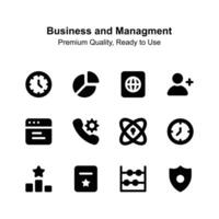 Get this creative icons set of business and management up for premium use vector