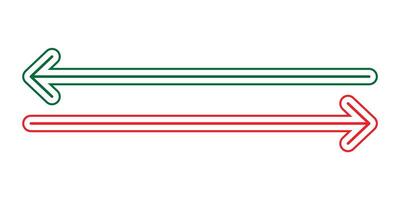 Outline horizontal dual sided long straight arrow signs. vector