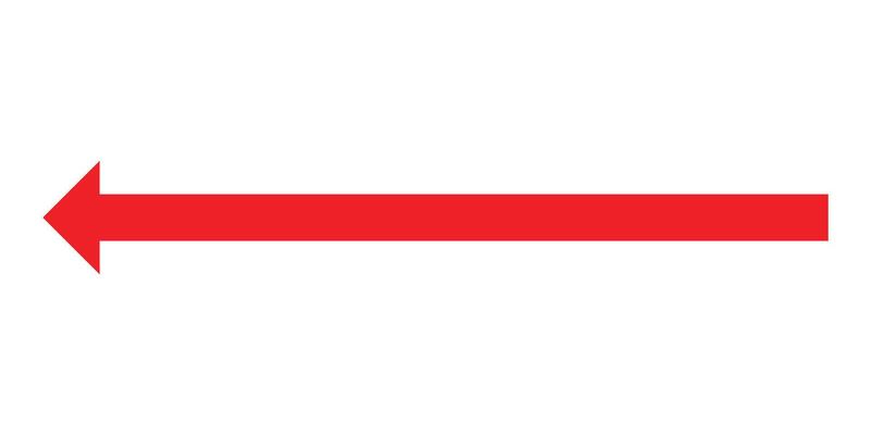 Black Horizontal dual sided long straight arrow signs. Red and orange color arrow symbol collection.