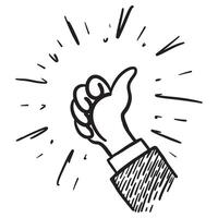 Doodle sketch style of thumb up hand gesture illustration for concept design. vector