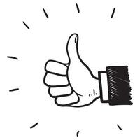 Doodle sketch style of thumb up hand gesture illustration for concept design. vector
