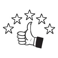 Doodle sketch style of thumb up hand gesture illustration for concept design. vector