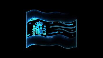 Neon frame effect flag of Spain, glow, black background. video
