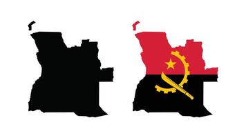 Angola Map. Map of Angola with National Flag. vector