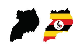 Uganda Map. Map of Uganda with National Flag. vector