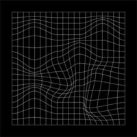 Abstract wavy 3d mesh on a black background. Geometric dynamic wave 3d technology wireframe illustration. vector