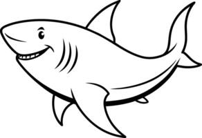 shark cartoon outline isolated on white background vector