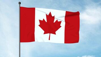 3D Illustration The National Flag of Canada, the Canadian flag, the Maple Leaf consists of a red field with a white square at its centre in the middle of which is featured a stylized photo