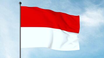 3D Illustration of The Flag of Indonesia is a simple bicolor with two equal horizontal bands, red and white photo