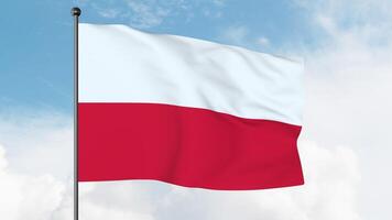 3D Illustration of The national flag of Poland consists of two horizontal stripes of equal width, the upper one white and the lower one red. photo