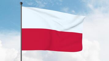 3D Illustration of The national flag of Poland consists of two horizontal stripes of equal width, the upper one white and the lower one red. photo