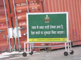 Atal Tunnel India 31st December 2022, A sign board stopping vehicle inside tunnel is restricted if done so strict actions would be taken photo