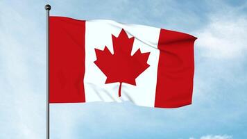 3D Illustration The National Flag of Canada, the Canadian flag, the Maple Leaf consists of a red field with a white square at its centre in the middle of which is featured a stylized photo