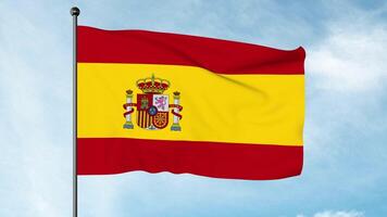 3D Illustration of The flag of Spain consists of three horizontal stripes red, yellow and red, the yellow stripe being twice the size of each red stripe, la Rojigualda. photo