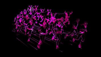 Neon frame effect Running of the Bulls, an iconic event held annually in Pamplona, Spain, glow, black background. video