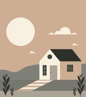 One house with stairs in front. minimalist design vector