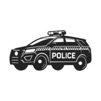 Minimalist Black and White Police Car Silhouette vector