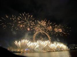 London in the UK on 1 January 2024. A view of the London New Years Eve Fireworks photo