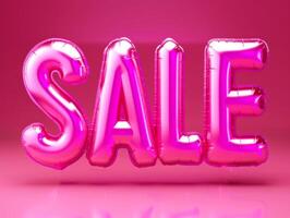 Close-up inflated Sale word on pink background photo