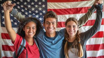 A group of people is celebrating the Independence Day of the USA photo