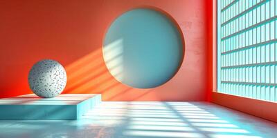 Abstract 3d background with compositions of geometric shapes in minimalist style photo