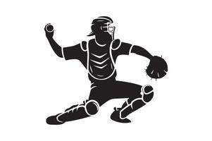 Baseball catcher silhouette. vector