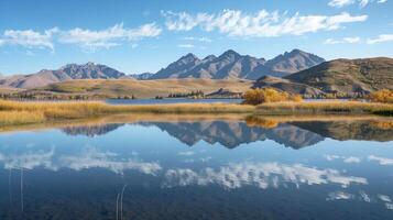 peaceful lake with a peaceful reflection of the neighbor photo