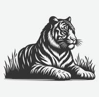 Majestic Tiger Silhouette with Intricate White Line Patterns, Perfect Art for Creative Projects vector